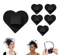 Felt Hair Band Pad, 2 Inch Felt Hair Bands Decor Base - Securely Glued Not Easy to Fall Off, for Making Tea Party Headbands Decorations Handmade Ornaments (5PCS-Black,Heart)