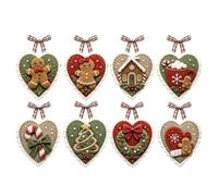 Felt Ornaments, 8 Pieces Embroidered Heart Shaped Tree Ornaments Decor