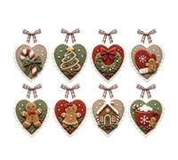 Felt Ornaments | 8 Pieces Embroidery Heart Shaped Tree Ornaments