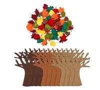 Felt Tree - 96 Pieces Maple Leaves Fall Decoration, Thanksgiving Craft Set with Detachable Felt Leaves, Interactive Autumn Tree Wall Art for Home Classroom and Office Holiday Display, 6.6x9.06 Inches