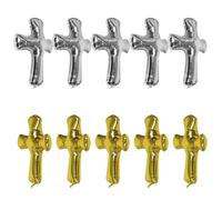 FELTECHELECTR 10 Pièces Cross Baptism Balloons Jumbo Metallic Foil Religious Decorations For Christening First Holy Communion God Bless Party Favor