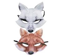 FELTECHELECTR 2 pièces Masque Renard Demi-visage EVA Léger pour Adultes Confortable et Facile à Nettoyer Accessoire Cosplay et Fête Halloween Unisexe