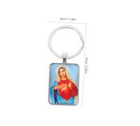 FELTECHELECTR 2 pièces Mini Porte-clés Jésus Forme de Cadre Photo Rouge et Orange Accessoires Religieux Durables pour Clés Église Cadeaux de Baptême et Fêtes