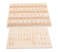 FELTECHELECTR 2 Pièces Planche Alphabet Braille Bois pour Aveugles Tableau Éducatif Portable avec Points Relief Outil Pédagogique pour Apprentissage et des Personnes Malvoyantes