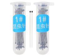 FELTECHELECTR 200 Épingles à Insectes en Acier Inoxydable, Lot de 2 Flacons de 100 Pièces, Aiguilles pour Spécimens D'entomologie, Kit de Prélèvement et Fixation D'échantillons, Usage Scolaire