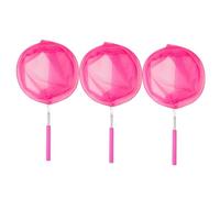FELTECHELECTR 3 pièces Filet Télescopique pour Garçon Fille Filet Extensible Acier Inoxydable Sécurisé et Outil Extérieur pour Capturer Insectes et Petits Poissons Poignée Antidérapante Rose