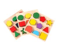 FELTECHELECTR 3 pièces Puzzle Montessori Bois pour Tout Petits Jeu Éducatif Trieur de Formes Géométriques Développement Reconnaissance Couleurs et Motricité Fine pour Garçon Fille