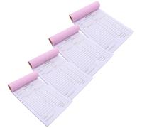 FELTECHELECTR 4 Pièces Bloc de Factures pour Petites Entreprises, Carnet de Reçus de Factures en Papier, 2 Parties, 4 Livres, Formulaires à Copie, Design à Colonnes Multiples, pour Boutiques