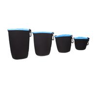 FELTECHELECTR 4 pièces Sacoche Étanche Néoprène pour Objectif Photo Lot de Pochettes Protectrices avec Crochet pour Ceinture Étui Pratique pour Lentilles DSLR et Accessoires Caméra