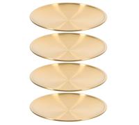 FELTECHELECTR 4 pièces Set de Assiettes Acier Inoxydable Doré Rondes Plats de Service Polyvalents pour Salades Snacks et Desserts Adaptées Maison et Au Camping