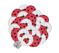FELTECHELECTR 48 Ballons Coccinelle en Latex 12 Pouces Décoration pour Anniversaire Fille et Shower Thème Jungle Pois Noirs et Rouges Kit 48 Pièces pour Fête et Photobooth
