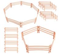 FELTECHELECTR 50 pièces Clôture Ferme Beige avec Boucles Modulables Accessoires de Parc Animalier Réalistes pour Garçon Fille et Tout-Petits Jeu de Construction de Ferme DIY