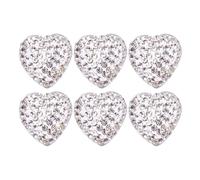 FELTECHELECTR 6 Autocollants Boutons Voiture en Acier Inoxydable Forme Cœur Strass Brillants Adhésifs pour Décoration Intérieure Auto DIY et Surface Lisse