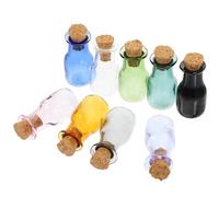 FELTECHELECTR 9pièces Mini Bouteilles Verre avec Bouchons Liège Multicolores Contenants Pratiques pour Stockage de Réactifs et Accessoires DIY Bouteilles Miniatures Durables et Polyvalentes