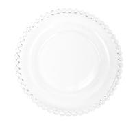 FELTECHELECTR Assiette à Salade en Verre Transparent 10 Pouces Bordure Perle Plateau Fruits Élégant pour Vaisselle Ménagère Assiette Polyvalente pour Buffet Fêtes et Repas Quotidiens