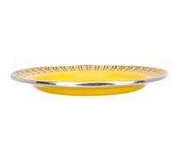 FELTECHELECTR Assiette Émaillée à Motifs Rayés pour Fruits et Barbecue Plate de Service Jaune Vaisselle Résistante et Décorative pour Restaurant et Maison