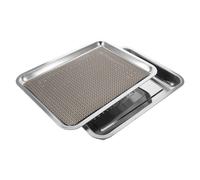 FELTECHELECTR Bac de récupération pour Fontaine à Eau pour Chat, 40 x 29,7 cm, en Acier Inoxydable, avec rebords surélevés et Pieds antidérapants, Tapis de Drainage pour protéger Le Sol des