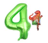 FELTECHELECTR Ballon Aluminium Chiffre 40 Pouces Vert Ballon Décoratif Dinosaure à Grandes Dents pour Fête Anniversaire de Fête Accessoires Photo Décoration Anniversaire Garçon et Filles