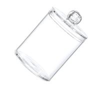 FELTECHELECTR Bocal de Rangement Transparent pour Boules de Coton avec Couvercle Étanche, Pot Apothicaire Rond Compact, Organisateur pour Accessoires de Salle de Bain, Distributeur Coton