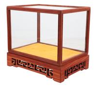 FELTECHELECTR Boîte D'exposition en Verre Transparent Socle en Bois Massif pour Objets de Collection, Dimensions 12x12x17 Cm, Conteneur pour Rangement et Présentation de Figurines, Vitrine