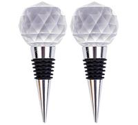 FELTECHELECTR Bouchons de Vin de Boule de Cristal pour Préserver le Vin Ouvert 2pcs Joint Étanche en Alliage et Caoutchouc et Accessoire de Bar Élégant