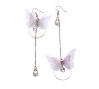 FELTECHELECTR Boucles D'oreilles Asymétriques Pendantes Style Rétro Unique en Alliage Or Ailes et Anneau Creux pour Soirée ou Saint-valentin