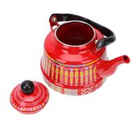 FELTECHELECTR Bouilloire à Eau Chaude en Émail 1,1 L Rouge Géométrique, Bouilloire Chauffante Compatible Gaz et Induction Cuisine Domestique, Théière Traditionnelle Pratique