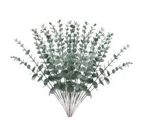 FELTECHELECTR Bouquet Vert Solide en Plastique Eucalyptus Décoratif Artificiel 24pcs sans Arrosage pour Décoration Intérieure, Mariage et Fête