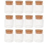 FELTECHELECTR Bouteilles en Verre Transparent pour Rangement Solide et Décoration Élégante de 30 ML Lot de 12 avec Bouchons en Liège Lors Activités Créatives