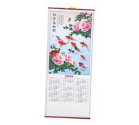 FELTECHELECTR Calendrier Mural Chinois et Cheval 2026 Design Imitation Rotin, Papier, Espace D'écriture Ample Mise à Jour Mensuelle ou pour Bureau Salon