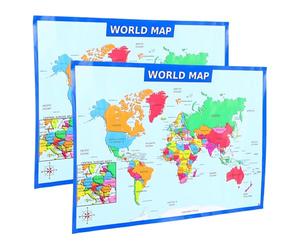 FELTECHELECTR Carte Murale du Monde Faciles à Utiliser Affiches Éducatives Lot de 2 en Papier Uv Design Créatif pour Garçon et Filles pour L'éducation Préscolaire