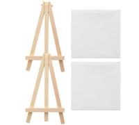 FELTECHELECTR Chevalet Multifonction en Bois et Tissu Non Tissé Blanc, Mini Chevalet Stable et Délicat pour Peinture Diy, 2 Sets pour Amateurs de Peinture à L'huile