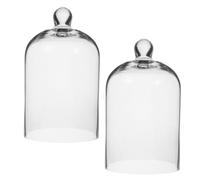 FELTECHELECTR Cloche en Verre D'exposition 2pcs pour Fleurs Séchées, Dôme Élégant en Verre Protégeant Arrangements Délicats, pour Décorations de Coiffeuse et Paysages DIY
