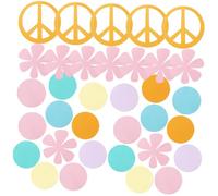 FELTECHELECTR Confettis Papier Rond à Fleurs 100 Pièces pour Décoration Table Mariage Shower Anniversaire, Chutes de Papier Dispersées Couleurs Arc-en-Ciel, Décoration Fête Hippie Peace Love