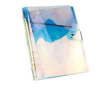 FELTECHELECTR Couverture 6 Anneaux de Cahier Pvc Colorée Style Arc-en-ciel Fermeture Métallique Solide pour Carnet de Voyage DIY Fournitures Scolaires Pratiques