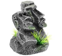 FELTECHELECTR Décor Moaï en Résine pour Aquarium Moyen, Ornement Miniature Imperméable Adapté la Décoration de Bassins et Espaces Aquatiques