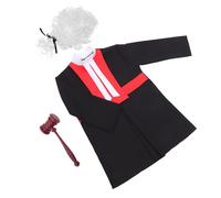 FELTECHELECTR Déguisement De Juge Pour Garçon Et Filles Unisexe 100-130 Cm Postiche De Couvre-chef Et Marteau De Juge Costume Amusant Jeu De Rôle Carrière Éducatif Accessoire Complet