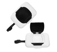 FELTECHELECTR Distributeur de Lingettes de Voyage Portable Boîte à Lingettes Réutilisable Noire Lot de 2 Étui Pratique pour Poussette Voiture et Paquet à Couches