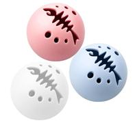 FELTECHELECTR Ensemble de 3 Jouets pour Chaton avec Balle Résistante aux Morsures en PP, Motif Os de Poisson Creux, Herbe à Chat Intégrée, pour Jouer la Maison