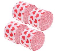 FELTECHELECTR Ensemble de 4 Rouleaux de Papier Crépon de Cœur Rubans Serpentins Rouges en Papier Crépon Décoration pour Mariage et Fête Saint-Valentin Guirlandes à Pompons pour Plafond et