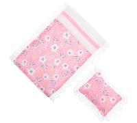 FELTECHELECTR Ensemble de Drap-Housse et Oreiller pour Lit de Maison de Poupée Miniature Literie Douce et Indéformable Accessoires Décoratifs pour Chambre de Maison de Poupée Kit 1 Pièce