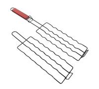FELTECHELECTR Ensemble D'outils pour Barbecue avec Panier Grill Intégré en Fer et Bois, Support à Hot-Dogs Noir, Facile à Nettoyer, pour Barbecue Extérieur et Cuisson en Plein Air