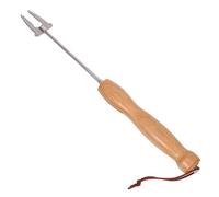FELTECHELECTR Fourchette Télescopique en Acier Inoxydable avec Poignée en Bois, Accessoires Barbecue avec Paquet de Rangement, pour Griller Viandes et Légumes Feu de Camp