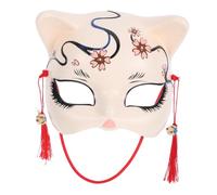 FELTECHELECTR Half Face Lightweight Japanese Style Cosplay Mask For Adults Handmade Decorative Animal Accessory For Halloween Carnival Masquerade Parties