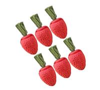 FELTECHELECTR Jouets à Mâcher pour Petits Animaux 6 Pcs Forme Fraise en Foin pour Cochons d'Inde et Chinchillas, Favorisent Soin Dentaire et Réduction du Stress