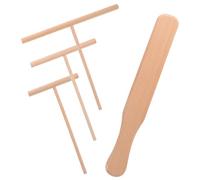 FELTECHELECTR Kit 4 Pièces D'outils à Crêpes en Bois Naturel, Spatule et Étaleur de T, Résistant la Déformation, Cuisine et Cuisson de Crêpes