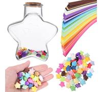 FELTECHELECTR Kit de Papier Origami Étoile 540 Feuilles avec Bocaux en Verre pour Décoration de Chambre Romantique et Pliage Facile en Étoiles Colorées