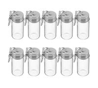 FELTECHELECTR Lot de 10 Mini Bouteilles en Verre 10ml avec Bouchons pour Messages et Décorations de Mariage Design Portable et Transparent