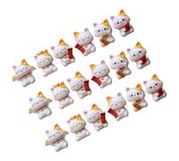FELTECHELECTR Lot de 18 Mini Figurines de Chat Amulette en Résine 6 Modèles X 3 Pièces Décoration Miniature pour Maison de Poupée Gâteau Bureau et Espace Créatif Ornement Porte-Chance