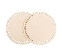 FELTECHELECTR Lot de 2 Bases en Bois Naturel Rondes pour Paquet à Crocheter, Fond de Panier Robuste en Bois, Accessoire pour Bricolage et Tressage Artisanal